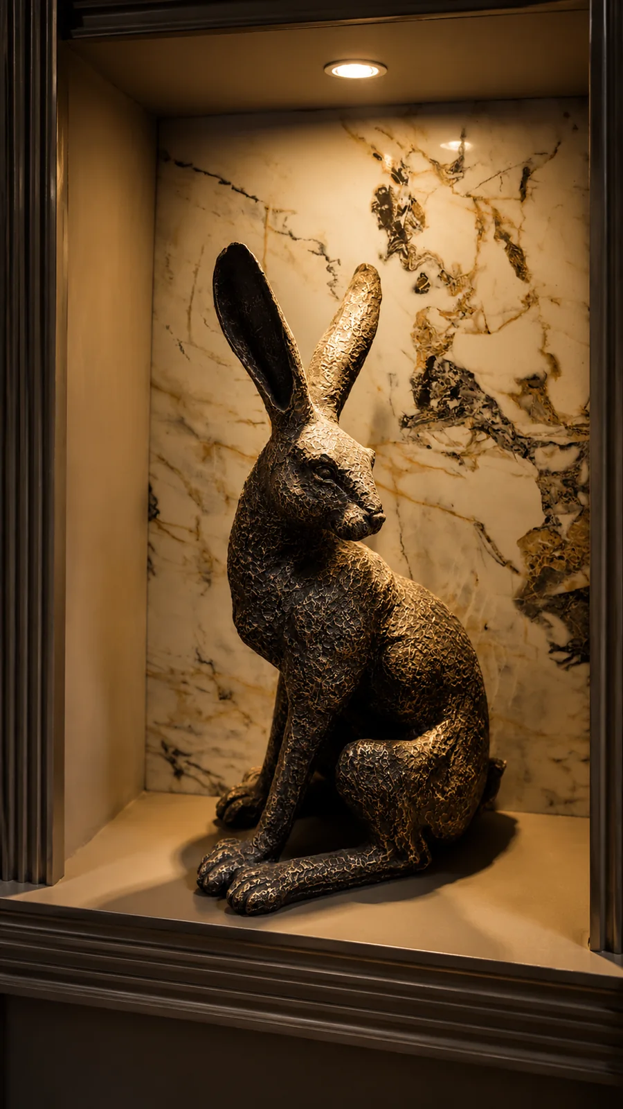 Black rabbit artwork inside the historic inn