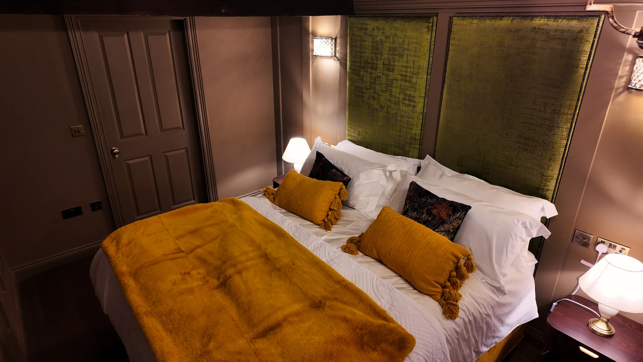 The Burrow bed beneath original beams